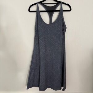 Prana Grey Tile Print Racerback Athletic Dress with Pockets size small